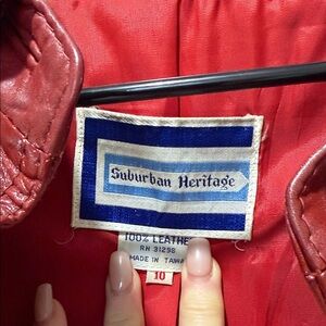 Vintage Suburban Heritage Red Leather Jacket size 10